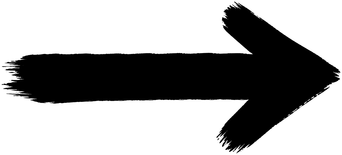 筆の矢印の筆文字フリー素材