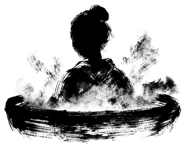 湯につかる人
