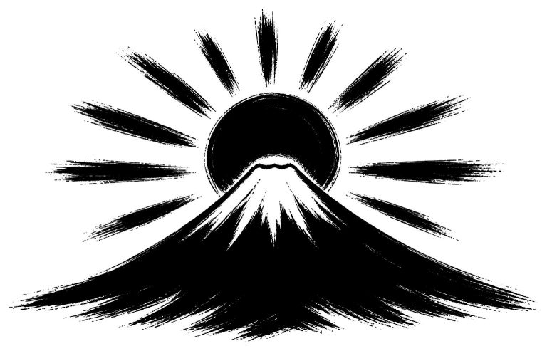 富士に昇る朝日