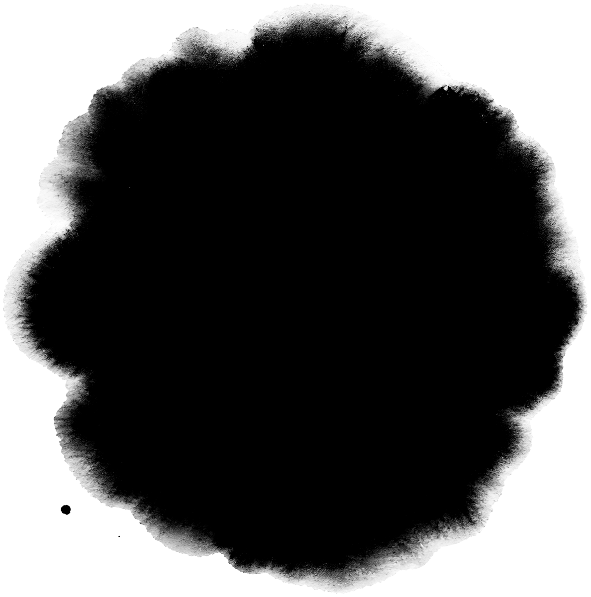 墨のにじみ(丸)の筆文字フリー素材
