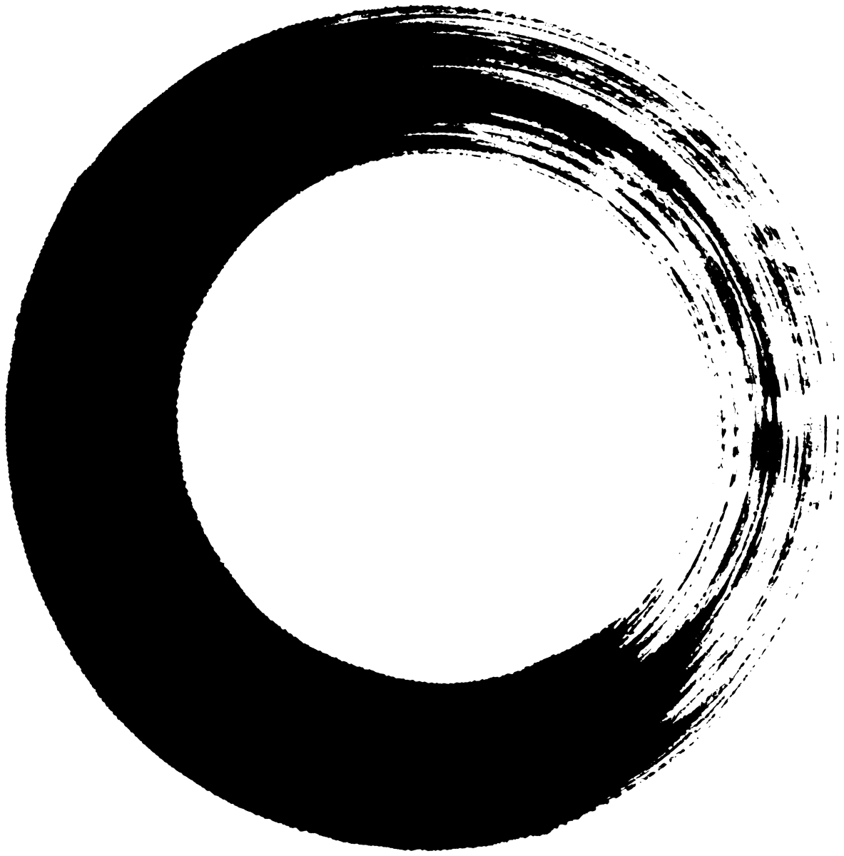 半分かすれた円の筆文字フリー素材