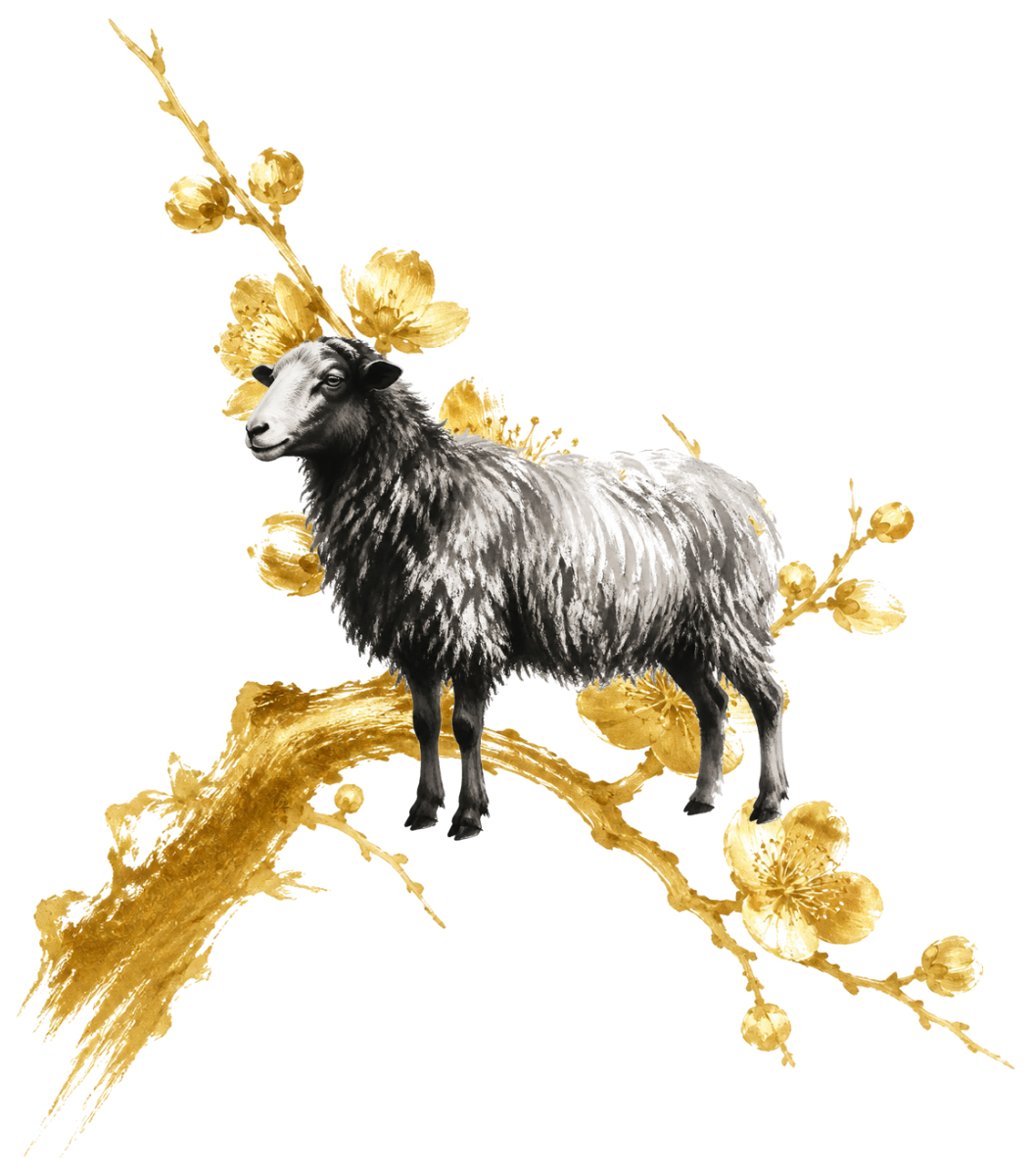 羊の金彩（梅）