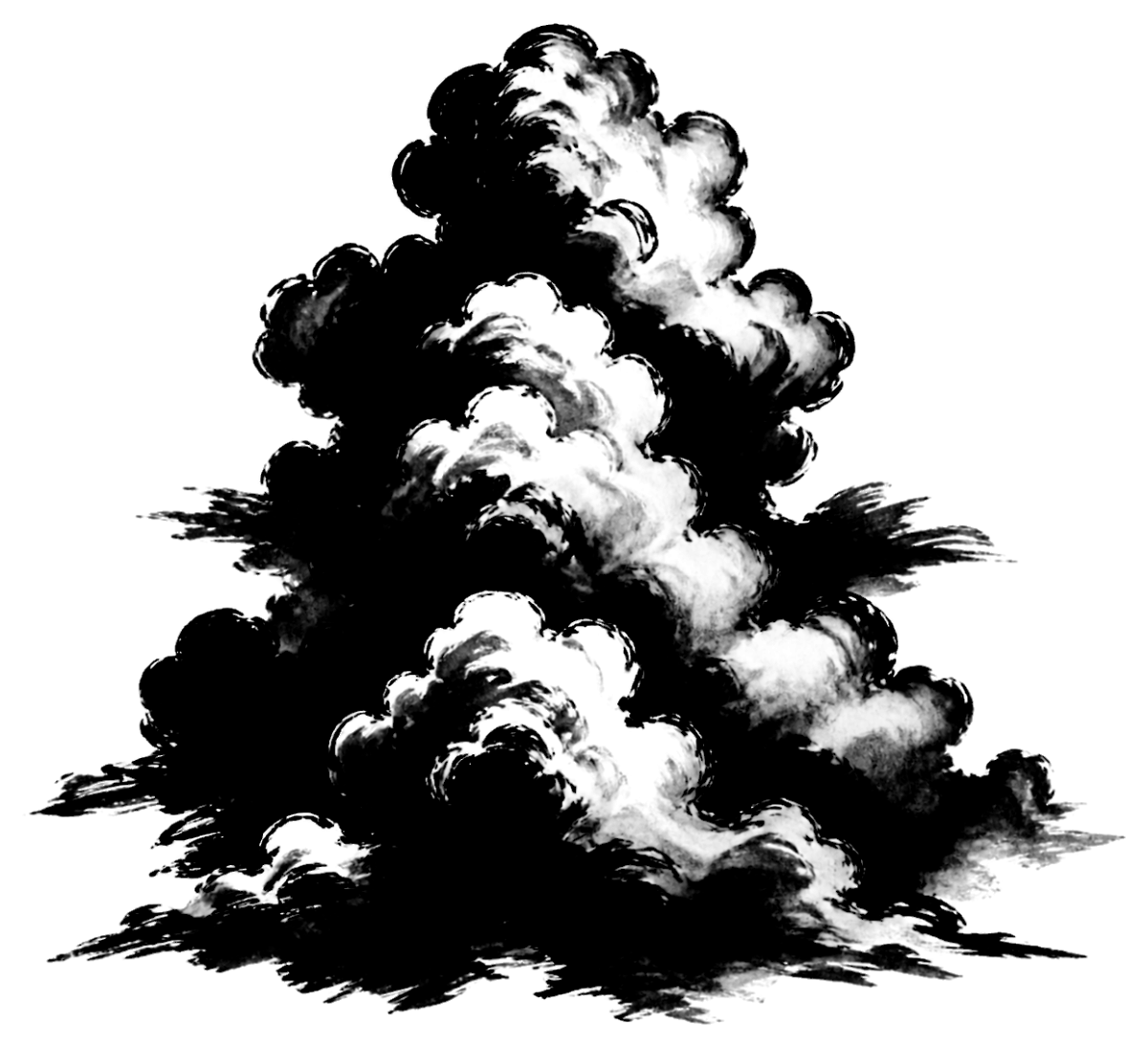 入道雲の絵の筆文字フリー素材
