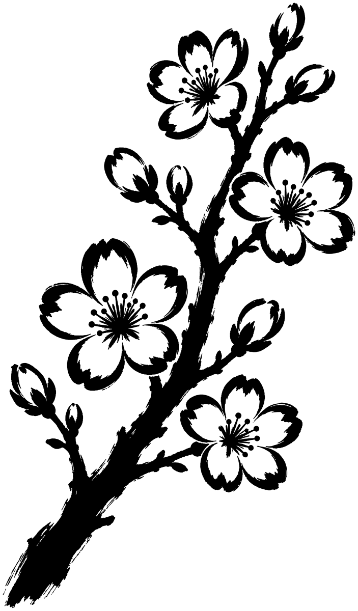 桜の一枝の筆文字フリー素材