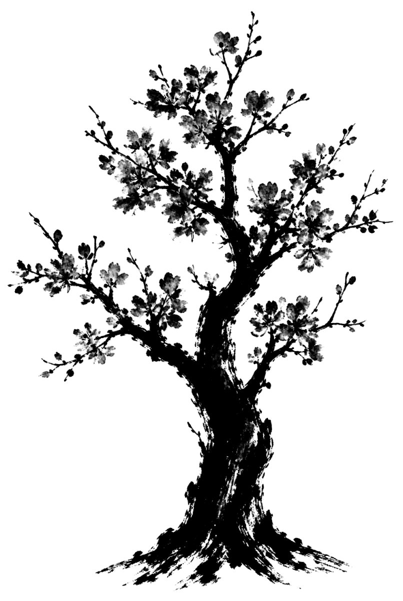 桜の木の筆文字フリー素材