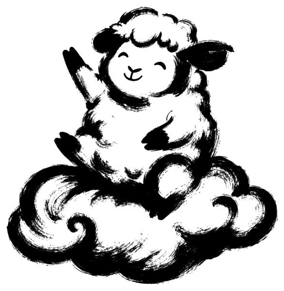 雲に乗る羊