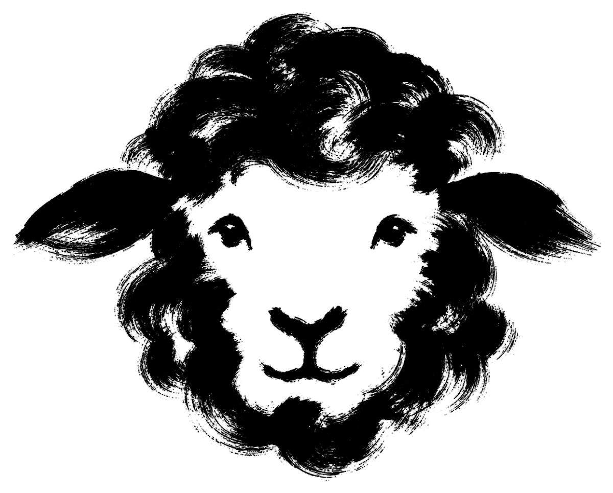 羊の顔の筆文字フリー素材