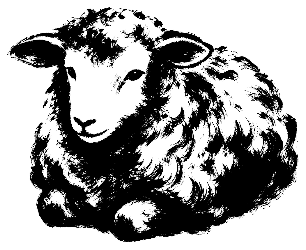座る羊の筆文字フリー素材