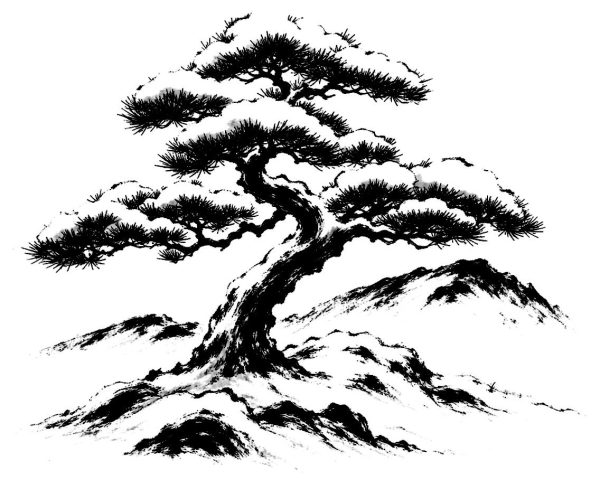 雪をかぶった松