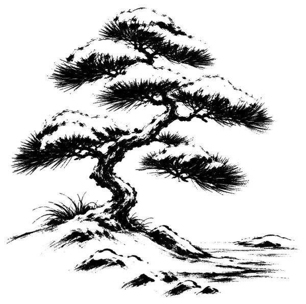 雪をかぶった松