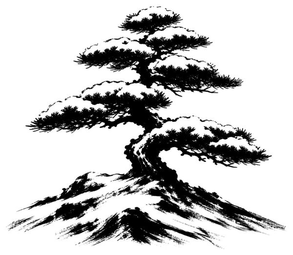 雪をかぶった松